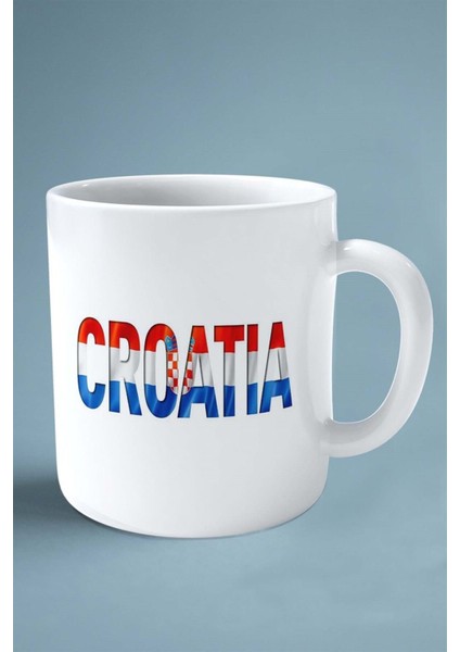 Hırvatistan Croatia Bayrak Baskılı Kupa Bardak Çift Taraflı Kişiye Özel Model 1