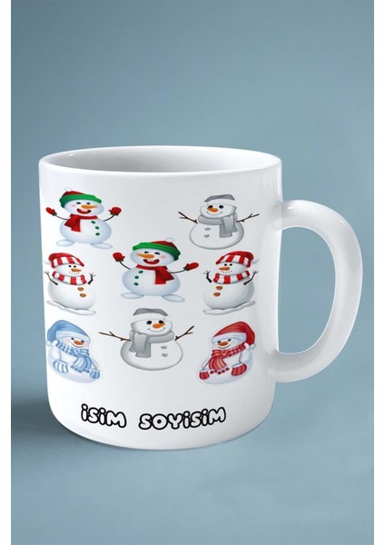 2024 Yılbaşı Noel Isimli Baskılı Kupa Bardak 8 Kardan Adam