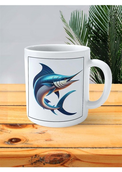 Kılıç Balığı Baskılı Kupa Bardak Kişiye Özel Desen 2
