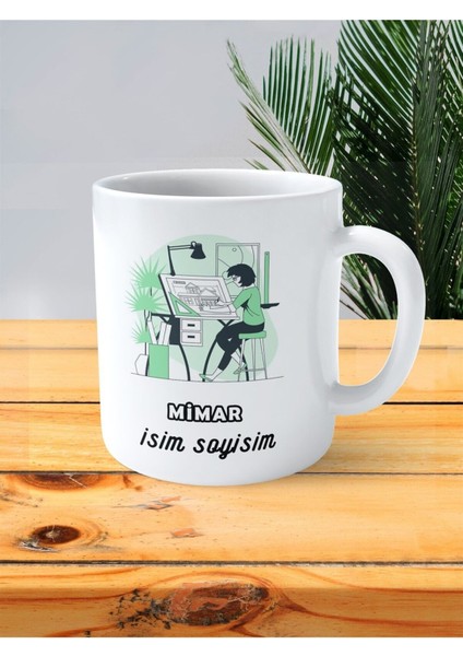 Mimar Iç Dış Baskılı Kupa Bardak Isimli Kişiye Özel Üçgen