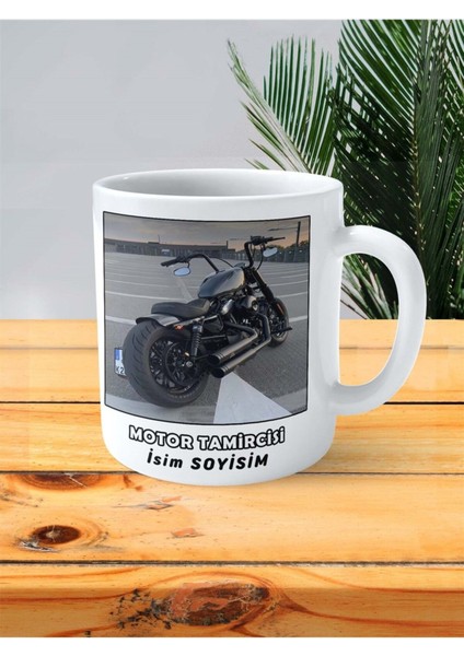 Motor Tamircisi Meslek Baskılı Kupa Bardak Çift Taraflı Baskı Kişiye Özel Model