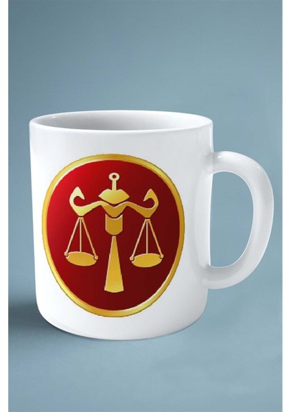 Terazi Burcu Baskılı Kupa Bardak Çift Taraflı Baskı Kişiye Özel Model 3