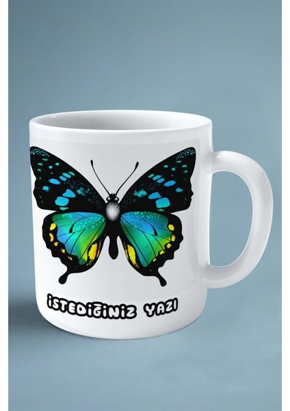 Kelebek Baskılı Kupa Bardak Çift Taraflı Kişiye Özel Model 13 fiyatları