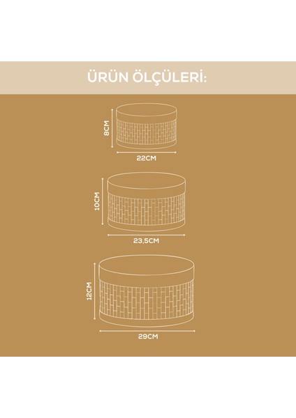 Bambu Hasır Yuvarlak 3'lü Organizer Sepet Seti - Çok Amaçlı Düzenleyici fiyatları