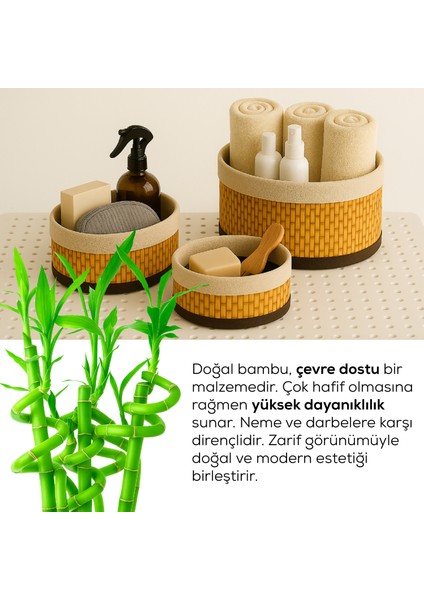Bambu Hasır Yuvarlak 3'lü Organizer Sepet Seti - Çok Amaçlı Düzenleyici fırsatları