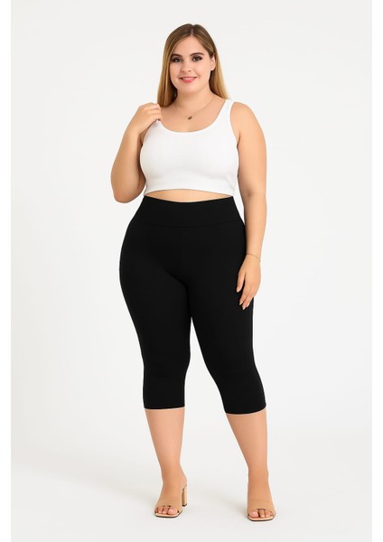 Kadın Büyük Beden Likralı Kapri Tayt ( 3XL - 4XL - 5XL )
