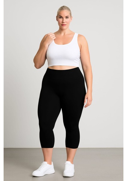 Kadın Büyük Beden Likralı Kapri Tayt ( 3XL - 4XL - 5XL )