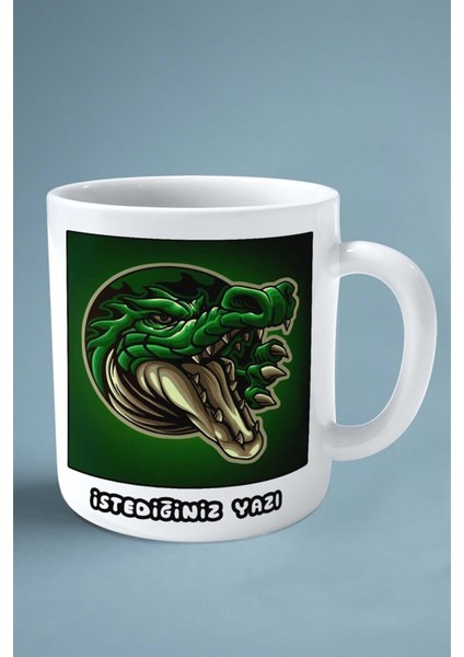 Timsah Baskılı Kupa Bardak Çift Taraflı Kişiye Özel Çerçeveli Renkli Model 6 fiyatları