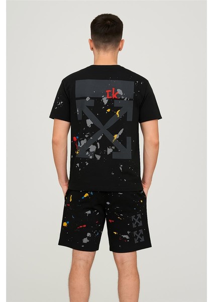 Off White Şort + T-Shirt Takım Baskılı Siyah fiyatları