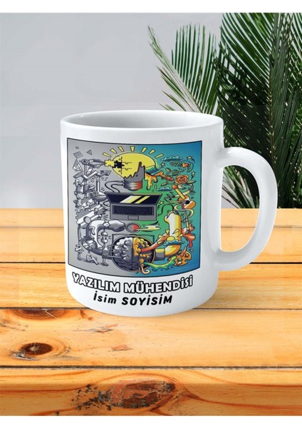 Yazılım Mühendisi Meslek Baskılı Kupa Bardak Çift Taraflı Baskı Kişiye Özel Model 11