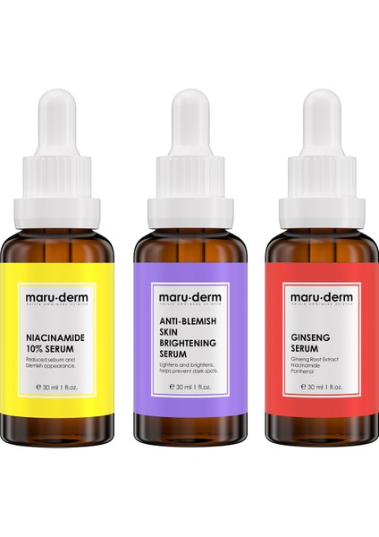 3'lü Fırsat Serum Seti MRD502 - Niacinamide %10 Serum, Ginseng Serum, Leke Serumu