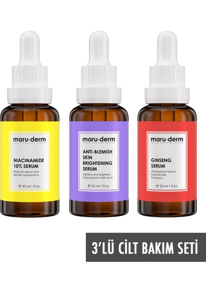 3'lü Fırsat Serum Seti MRD502 - Niacinamide %10 Serum, Ginseng Serum, Leke Serumu modelleri
