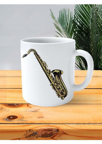 Saksafon Baskılı Kupa Bardak Kişiye Özel Model 4