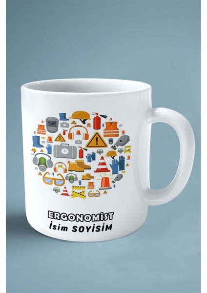 Ergonomist Meslek Baskılı Kupa Bardak Çift Taraflı Baskı Kişiye Özel Model 4