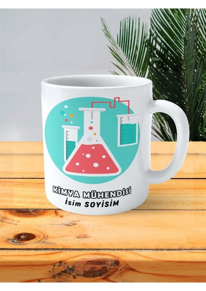 Kimya Mühendisi Meslek Baskılı Kupa Bardak Çift Taraflı Baskı Kişiye Özel Model
