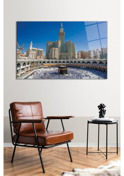 Mekke Kabe Islami Yatay Cam Tablo, Modern Ev Ofis Dekoru, Hediyelik Duvar Dekorasyonu, Kırılmaz Cam fiyatları