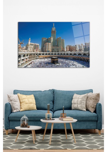 Mekke Kabe Islami Yatay Cam Tablo, Modern Ev Ofis Dekoru, Hediyelik Duvar Dekorasyonu, Kırılmaz Cam modelleri