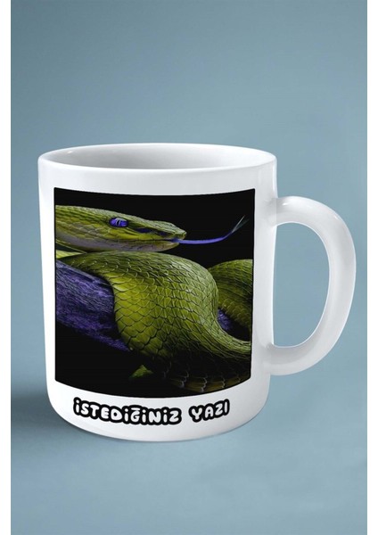 Yılan Baskılı Kupa Bardak Çift Taraflı Kişiye Özel Çerçeveli Renkli Model 27 fiyatları