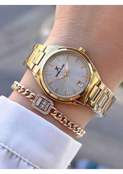 Çelik Kordon 2 Yıl Garantili 30 mt Suya Dayanıklı Kadın Kol Saati+ Bileklik BDK.13764.3