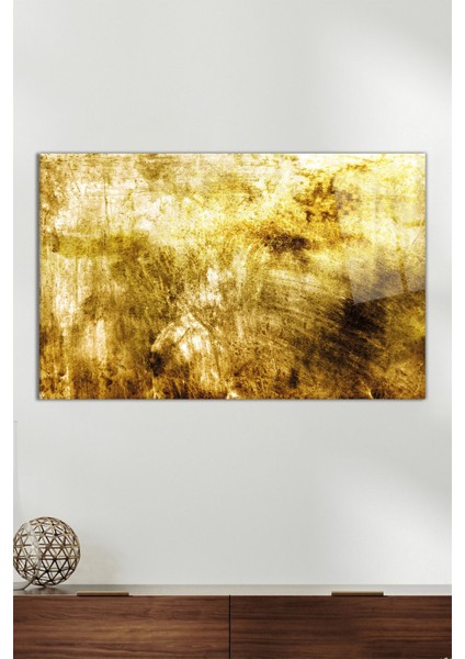 Gold Lüks Soyut Yatay Cam Tablo, Modern Ev Ofis Dekoru, Hediyelik Duvar Dekorasyonu, Kırılmaz Cam