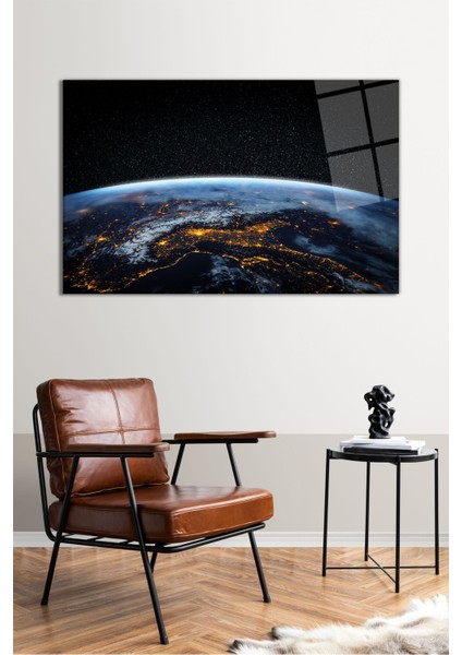 Uzay ve Dünya Yatay Cam Tablo, Modern Ev Ofis Dekoru, Hediyelik Duvar Dekorasyonu, Kırılmaz Cam fiyatları