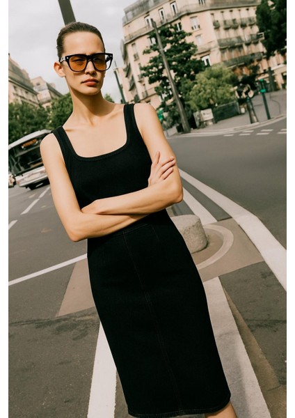 Askılı Uzun Denim Elbise fiyatları