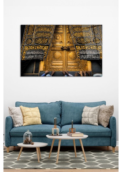 Kisve-I Şerif Kabe Örtüsü Yatay Cam Tablo, Modern Ev Dekoru Hediyelik Duvar Dekorasyonu Kırılmaz Cam modelleri