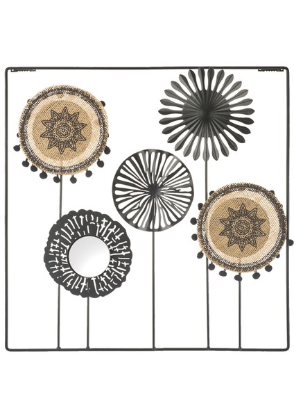 Deco Etnik Metal Tablo - Siyah / Kahverengi - 45 cm