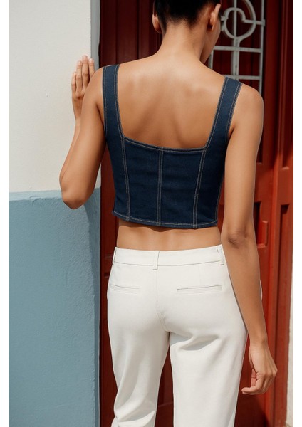 Fiyonk Detaylı Denim Bluz modelleri