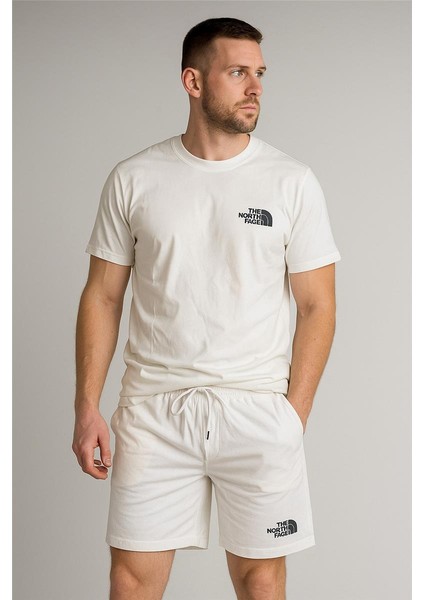 Thenortface Şort + T-Shirt Takım Beyaz