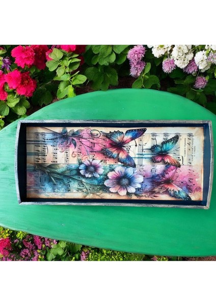 El Boyaması Ahşap Sunum Tepsisi, Şık ve Renkli Kırmızı Tasarım