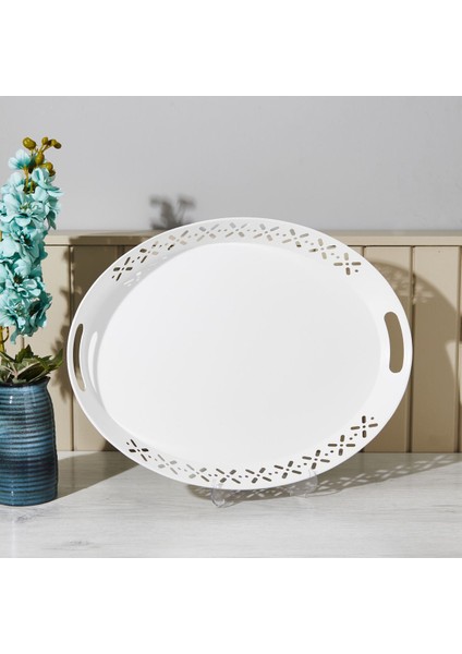 Beyaz Romantik Tepsi 52X39 Cm, Şık ve Kullanışlı Ev Dekoru.