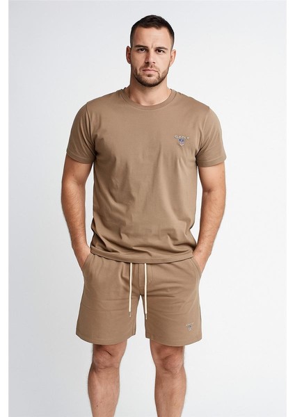Gantt Şort + T-Shirt Takım Kahverengi