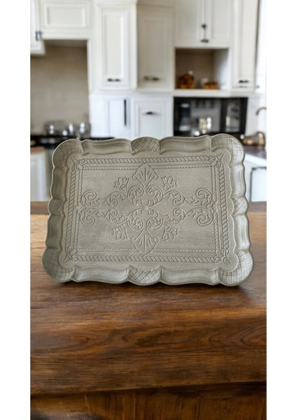 Gri Ahşap Tepsi, Şık ve Dayanıklı, Dekoratif ve Kullanışlı Ürün