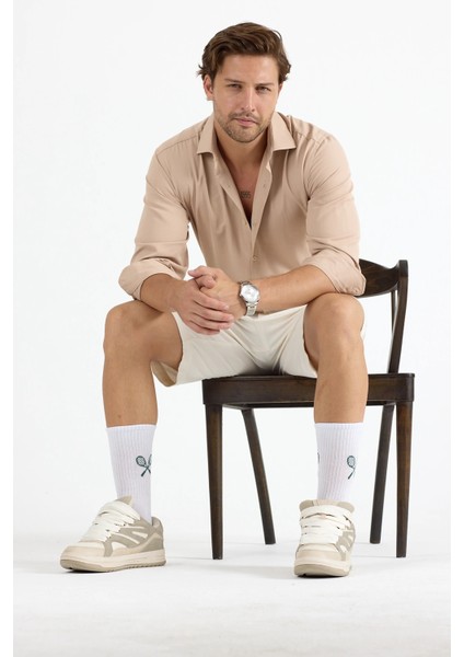 Erkek Regular Fit Bej Gömlek