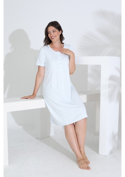 Bambu Kısa Kol Hamile Lohusa Gecelik Elbise 30280-30283 fiyatları