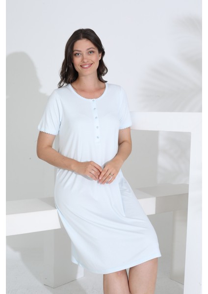 Bambu Kısa Kol Hamile Lohusa Gecelik Elbise 30280-30283 modelleri