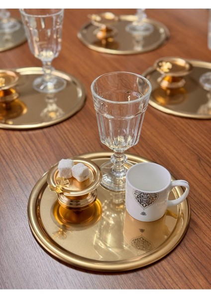 6'lı Dekoratif Kelebekli Lüx Kahve, Çay, Pasta Sunum Tepsisi fiyatları