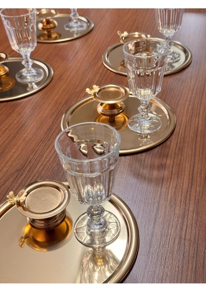 6'lı Dekoratif Kelebekli Lüx Kahve, Çay, Pasta Sunum Tepsisi modelleri