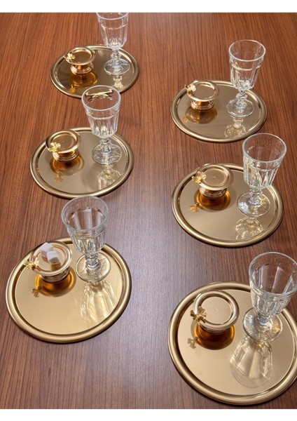 6'lı Dekoratif Kelebekli Lüx Kahve, Çay, Pasta Sunum Tepsisi indirimleri