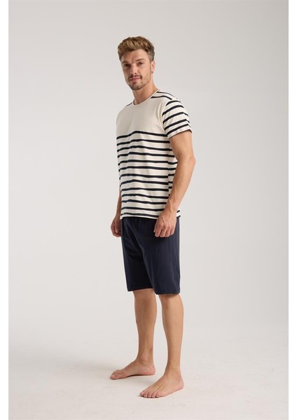 Modaserdem Erkek Krem Sıfır Yaka Kısa Kol Şortlu Pijama Takımı fiyatları