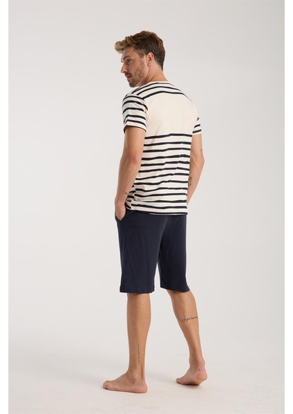 Modaserdem Erkek Krem Sıfır Yaka Kısa Kol Şortlu Pijama Takımı indirimleri