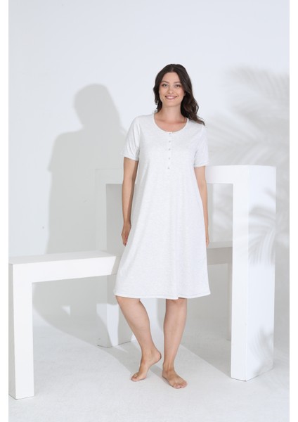 Bambu Kısa Kol Hamile Lohusa Gecelik Elbise 30280-30283
