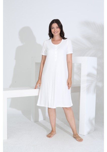 Bambu Kısa Kol Hamile Lohusa Gecelik Elbise 30280-30283