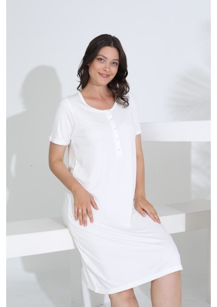 Bambu Kısa Kol Hamile Lohusa Gecelik Elbise 30280-30283 modelleri