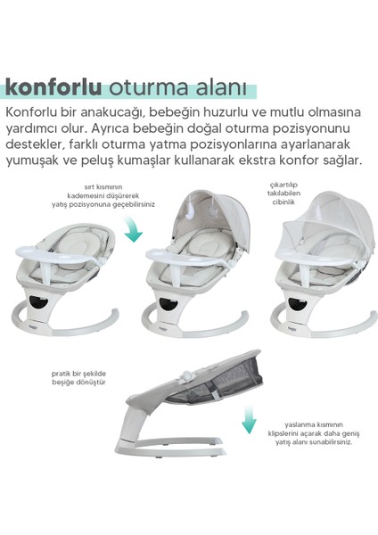 Rockie Yenidoğana Uygun Hareket Sensörlü Kumandalı Bluetooth Müzikli Mama Tepsili Ana Kucağı modelleri
