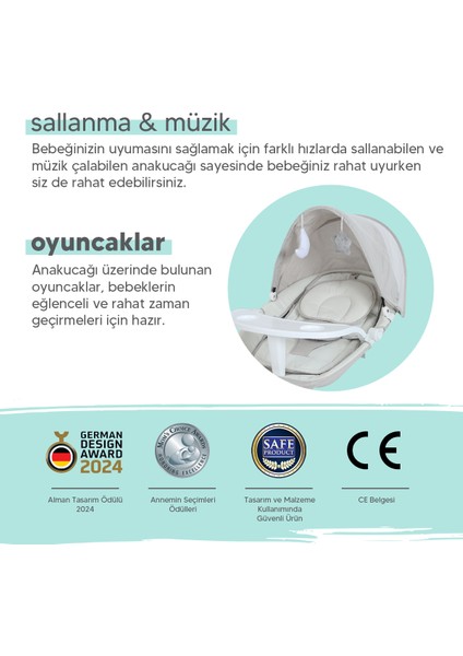 Rockie Yenidoğana Uygun Hareket Sensörlü Kumandalı Bluetooth Müzikli Mama Tepsili Ana Kucağı fırsatları
