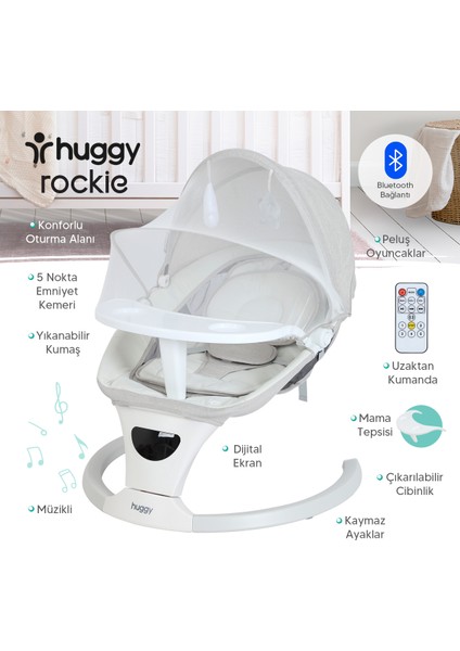 Rockie Yenidoğana Uygun Hareket Sensörlü Kumandalı Bluetooth Müzikli Mama Tepsili Ana Kucağı indirimleri