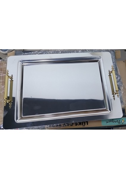 45X30 Çelik Sunum Tepsi, Şık ve Dayanıklı Metalik Tasarım
