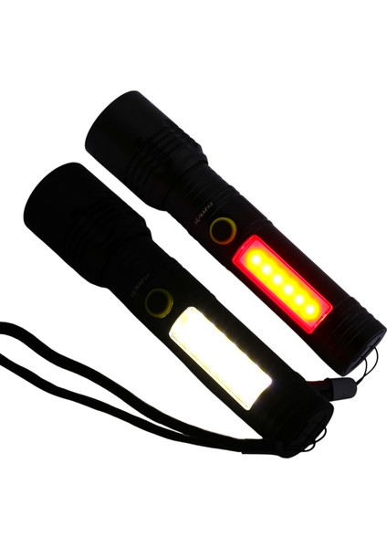 Çok Fonksiyonlu Şarjlı El Feneri Uzun Menzil Metal Kasa 10W Cob LED Işıldak Teleskopik Odaklı fiyatları